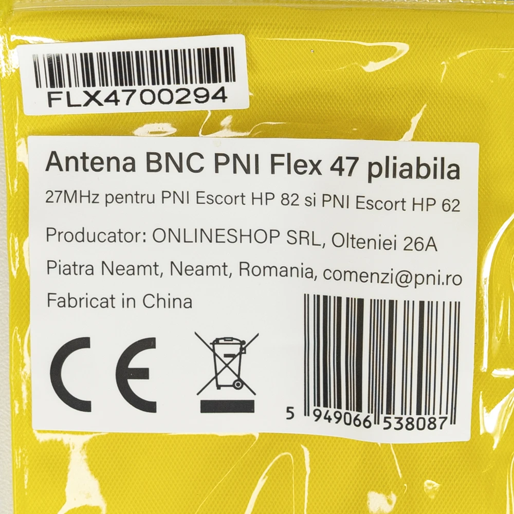 BNC antena PNI Flex 47 lanksti, 27MHz, 47 cm, skirta PNI Escort HP 82 ir PNI Escort HP 62