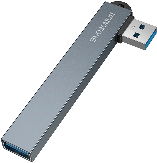 Borofone Adapteris HUB FH1 4 in 1 – USB to 3xUSB 2.0 + USB 3.0 – pillows spalvos