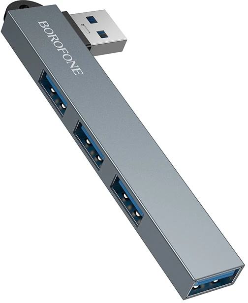 Borofone Adapteris HUB FH1 4 in 1 – USB to 3xUSB 2.0 + USB 3.0 – pillows spalvos