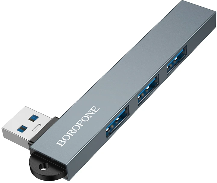 Borofone Adapteris HUB FH1 4 in 1 – USB to 3xUSB 2.0 + USB 3.0 – pillows spalvos