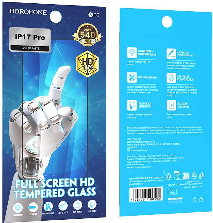 Borofone Apsauginis stiklas BF6 Diamond Armor Full Screen HD, skirtas iPhone 17 Air – 10 vnt.