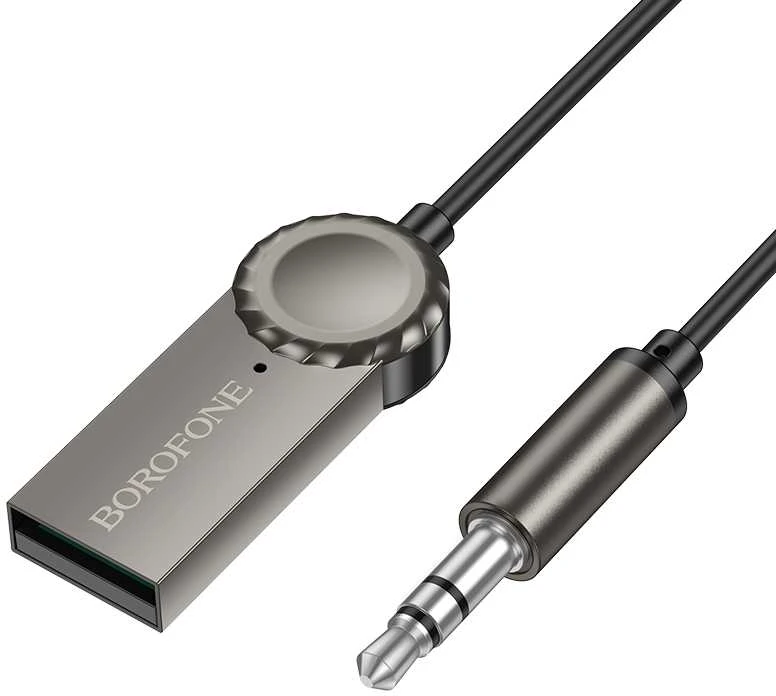 „Borofone BC56“ garso „Bluetooth“ imtuvas su AUX funkcija ir ramiu pilku