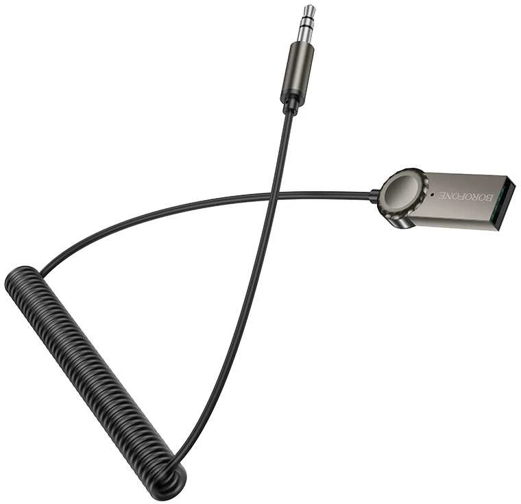 „Borofone BC56“ garso „Bluetooth“ imtuvas su AUX funkcija ir ramiu pilku