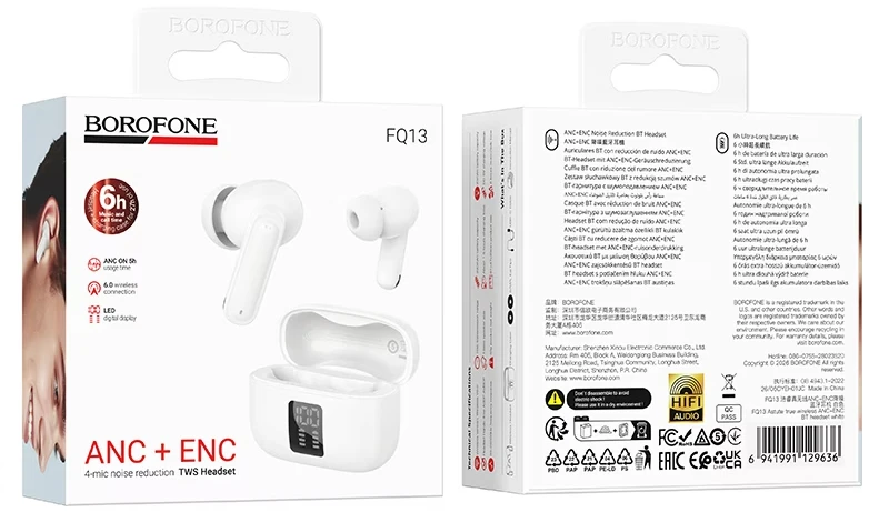 Borofone Ausinės Bluetooth TWS FQ13 Astute balta