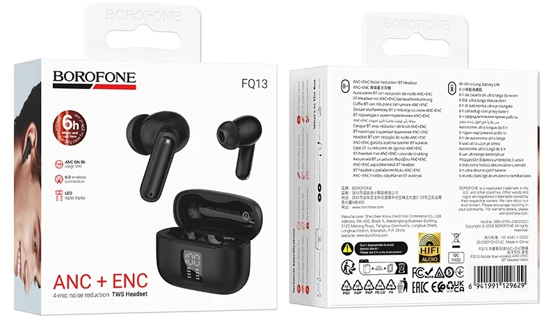 Borofone Ausinės Bluetooth TWS FQ13 Astute juoda