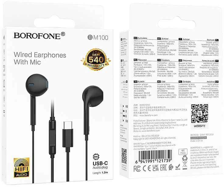 Oem Borofone ausinės BM100 Fuente su mikrofonu Typ C (DAC) juodos spalvos