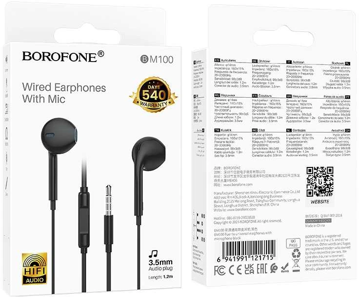 Oem Borofone ausinės BM100 Fuente su mikrofonu juodos spalvos