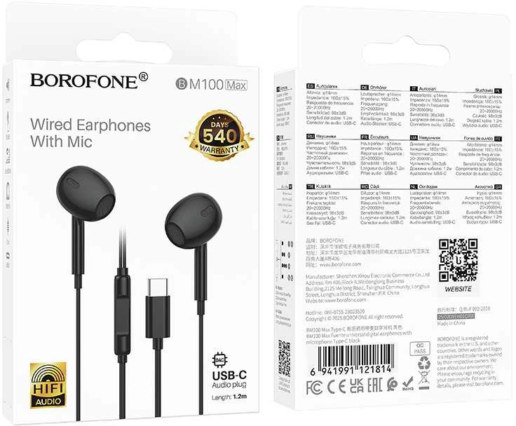 Oem Borofone ausinės BM100 Max Fuente su mikrofonu Typ C (DAC) juodos spalvos