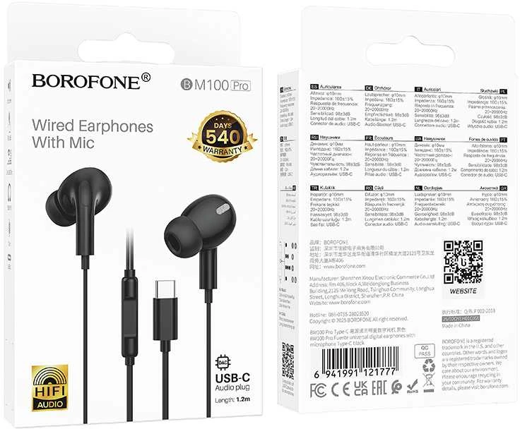 Oem Borofone ausinės BM100 Pro Fuente su mikrofonu Typ C (DAC) juodos spalvos