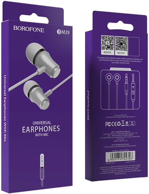 Oem „Borofone BM29“ ausinės su mikrofonu, sidabrinis