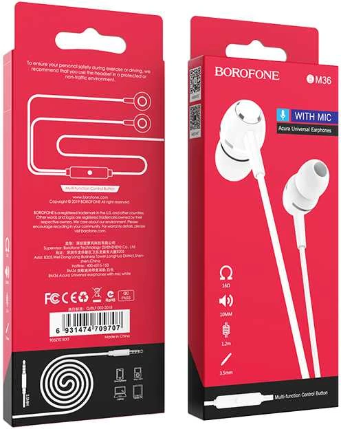 Ausinės Borofone BM36 3,5mm baltos