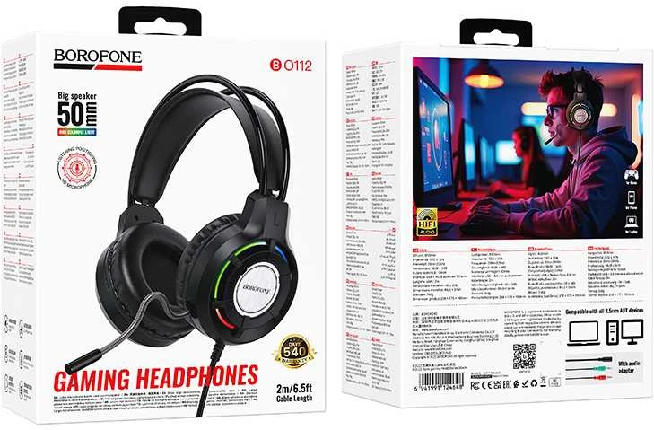 Oem Borofone ausinės BO112 Wave žaidimams su mikrofonu juodos spalvos