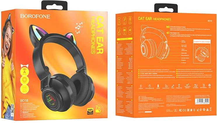 Oem Borofone Ausinės BO18 Cat Ear bluetooth juodos spalvos