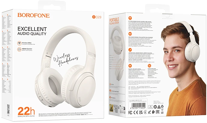 Borofone ausinės su lankeliu ant galvos BO29 Fascinador bluetooth baltos spalvos