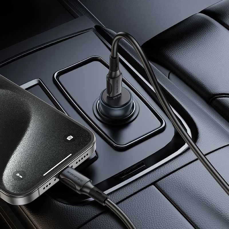 „Borofone“ automobilinis įkroviklis BZ32 Fresh – C tipo – PD 30W pilkas