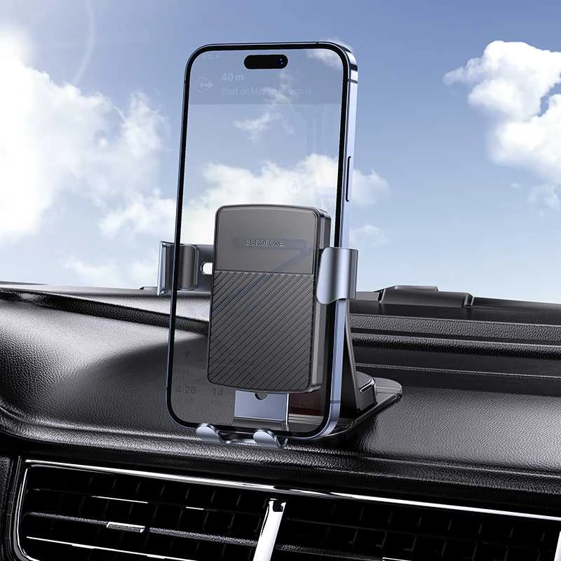 Borofone automobilinis laikiklis BH119 Refined gravitacinis przyklejany juodos spalvos