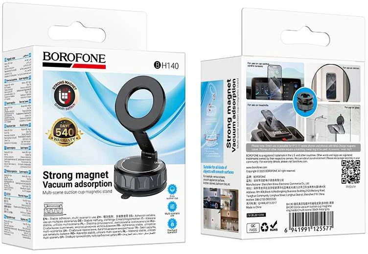 Borofone automobilinis laikiklis BH140 Gloria magnetinis skirtas szyby juodos spalvos