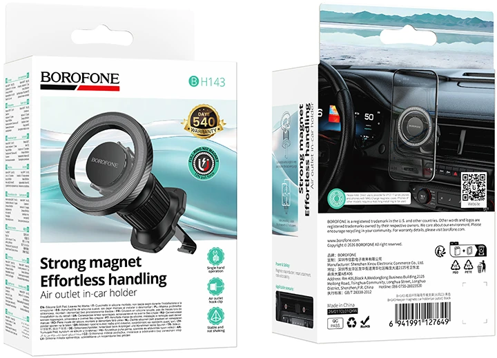 Borofone BH143 Keeper magnetinis automobilinis laikiklis, juodas
