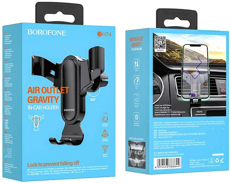 Automobilinis telefono laikiklis Borofone BH74 tvirtinamas ant ventiliacijos grotelių, juodas