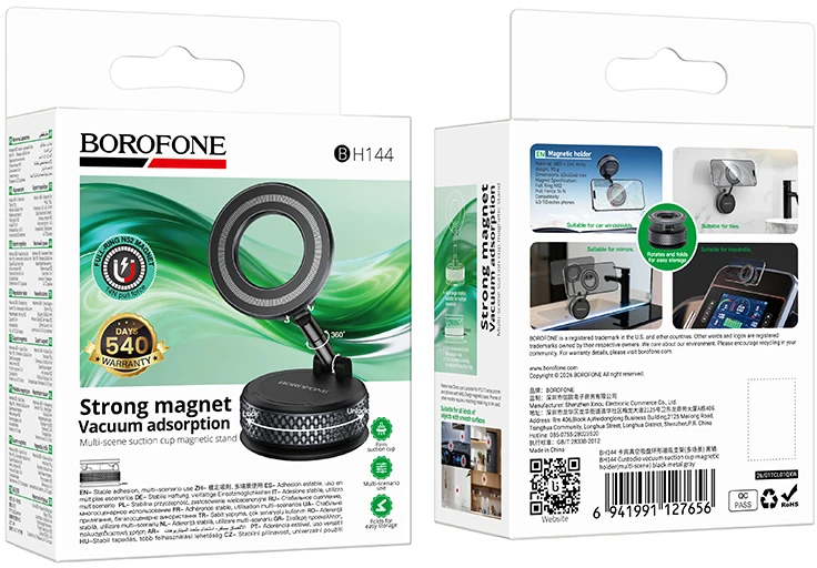 Borofone automobilinis telefono laikiklis BH144 Custodio magnetinis juodos spalvos