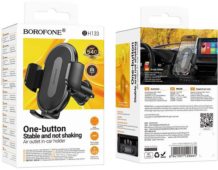 Borofone laikiklis automobilinis BH133 Rio juodos spalvos