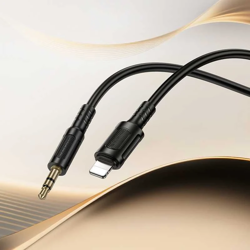 Borofone Cable AUX BL25 Nice – Lightning to jack 3,5mm – 1 metre juodos spalvos