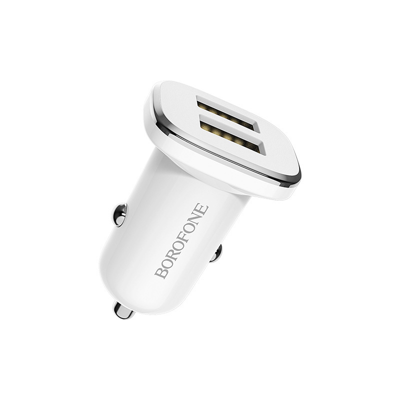 Automobilinis įkroviklis Borofone BZ12 su 2 USB jungtimis (2.4A) baltas