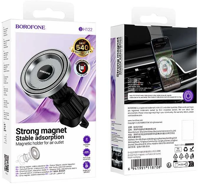 Automobilinis telefono laikiklis Borofone BH122 Magsafe (air vent) juodas