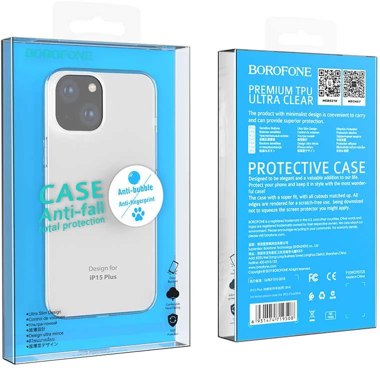 Borofone dėklas BI4 Ice Series Apple iPhone 15 Plus skaidrus