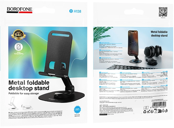 Borofone telefono laikiklis – stovas BH138 Fit juodos spalvos