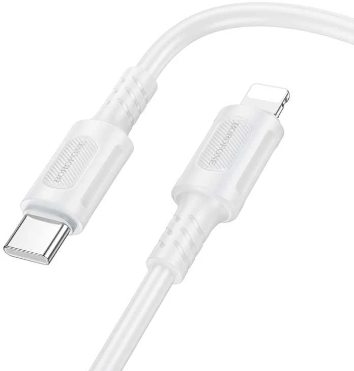 Borofone kabelis BX111 Feliz – Type C į Lightning – PD 27W 1 metras baltos spalvos