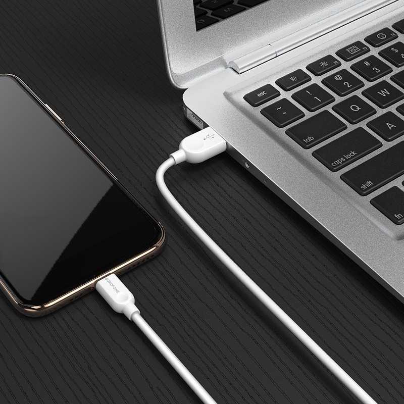Borofone Kabelis BX14 LinkJet - USB į Lightning - 2,4A 2 m baltos spalvos
