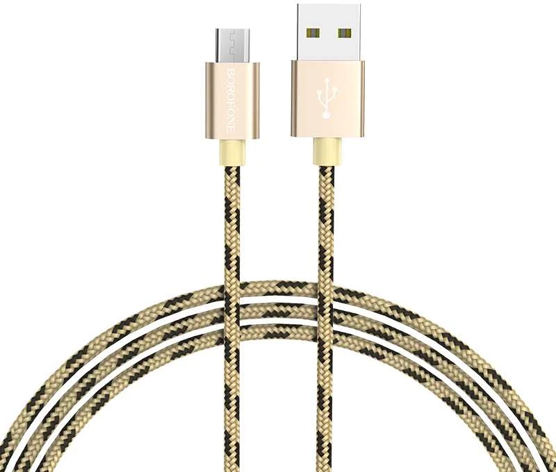 Borofone Kabelis BX24 Ring Current – USB į Micro USB – 2,4A 1 metras aukso spalvos