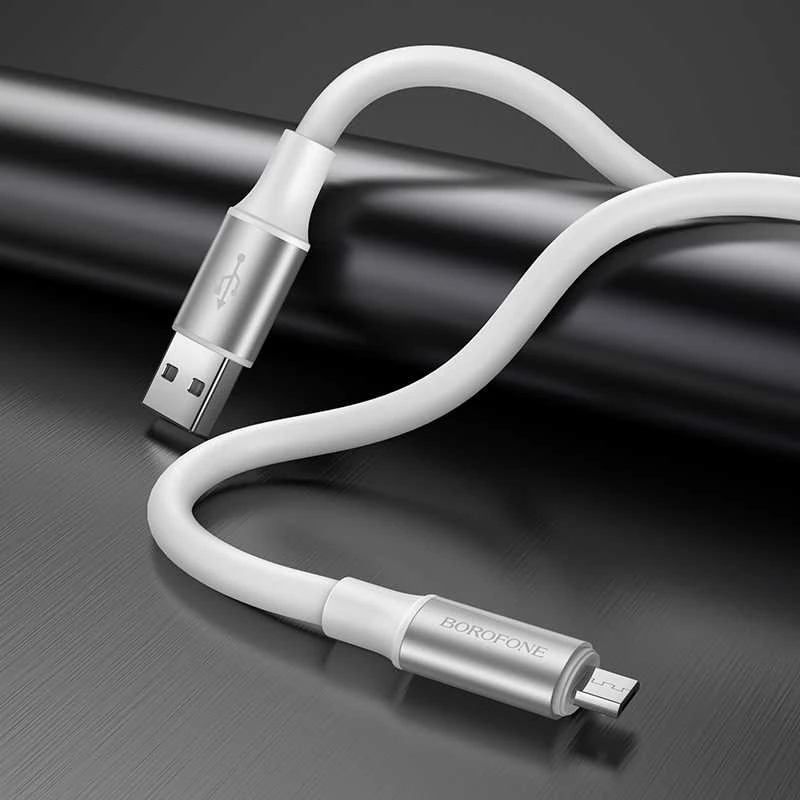 Borofone Kabelis BX82 Bountiful – USB į Micro USB – 2,4A 1 metras baltos spalvos