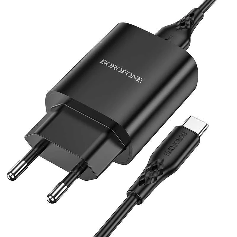 Borofone Laidinis įkroviklis BN1 Innovative – USB – 2,1A su USB į Type C juodos spalvos