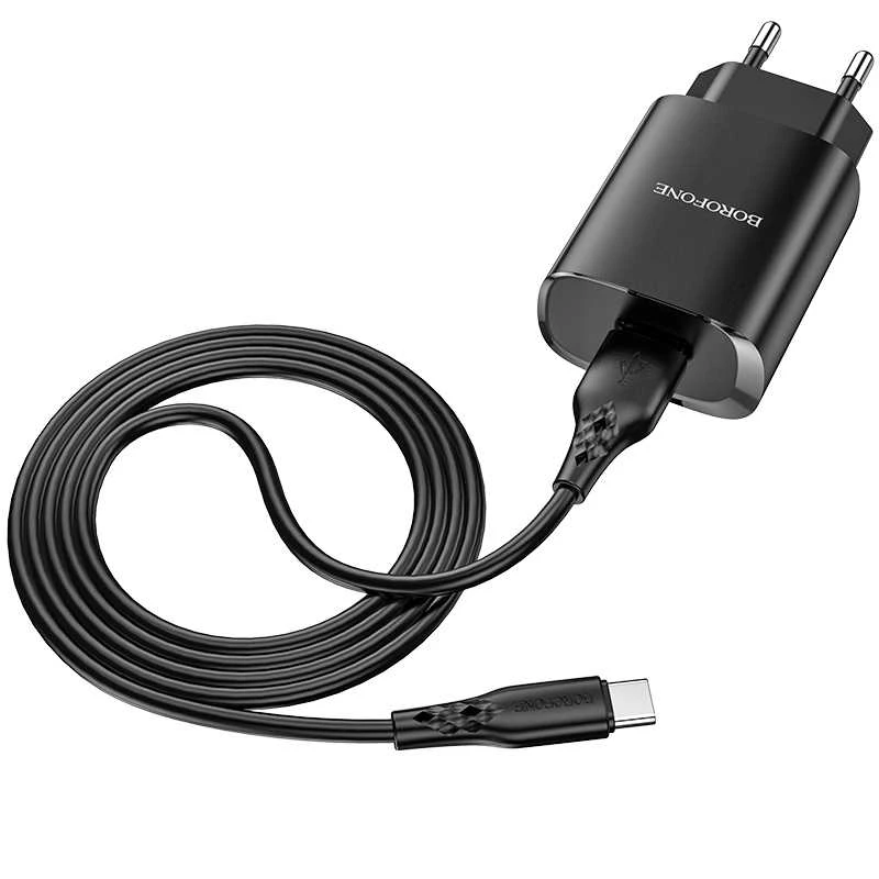 Borofone Laidinis įkroviklis BN1 Innovative – USB – 2,1A su USB į Type C juodos spalvos