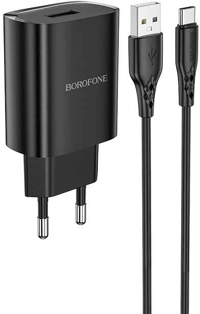 Borofone Laidinis įkroviklis BN1 Innovative – USB – 2,1A su USB į Type C juodos spalvos