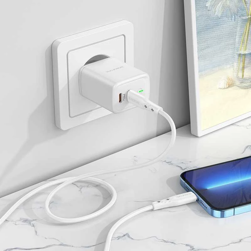 Įkroviklis Borofone BN9 35W 2xUSB-C baltas