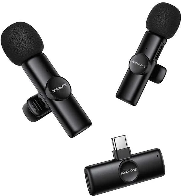 „Borofone Lavalier“ belaidis mikrofonas BFK16A Winner C tipo juodas – 2 vnt.