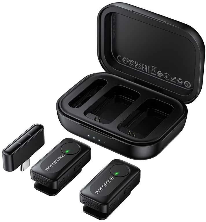 Borofone Lavalier wireless microphone BFK17 Lemai Type C juodas – 2 pieces
