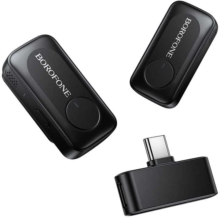 Borofone Lavalier wireless microphone BFK17 Lemai Type C juodas – 2 pieces