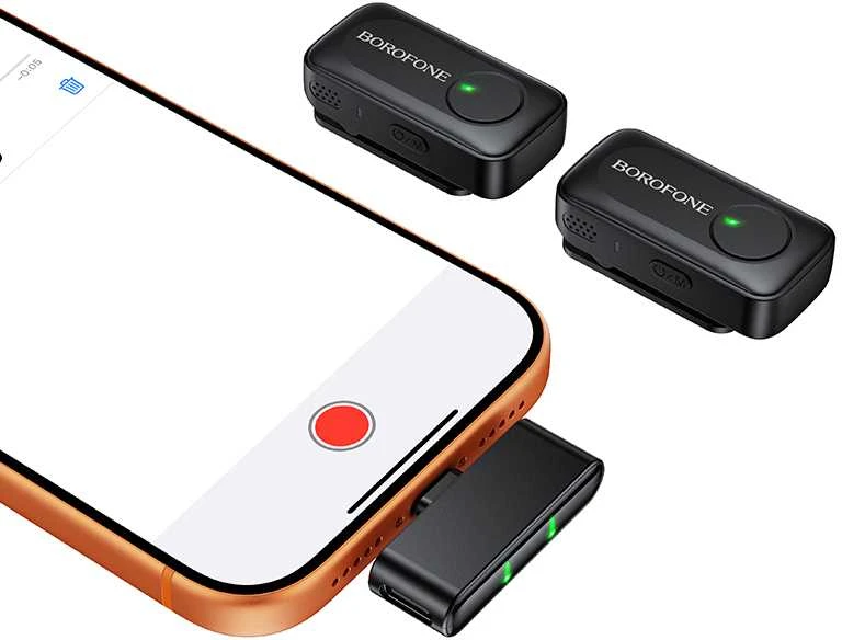 Borofone Lavalier wireless microphone BFK17 Lemai Type C juodas – 2 pieces