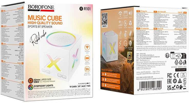 Borofone nešiojama Bluetooth kolonėlė BR101 Rubik baltos spalvos