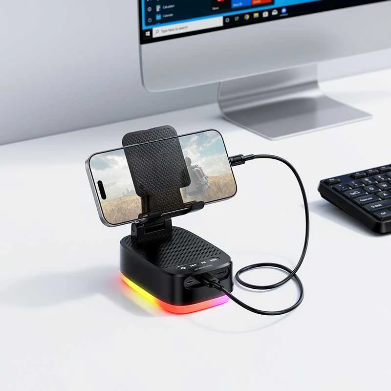Borofone Nešiojama kolonėlė Bluetooth BR200 Marea 3 in 1 with holder and 1500mAh power bank juodas