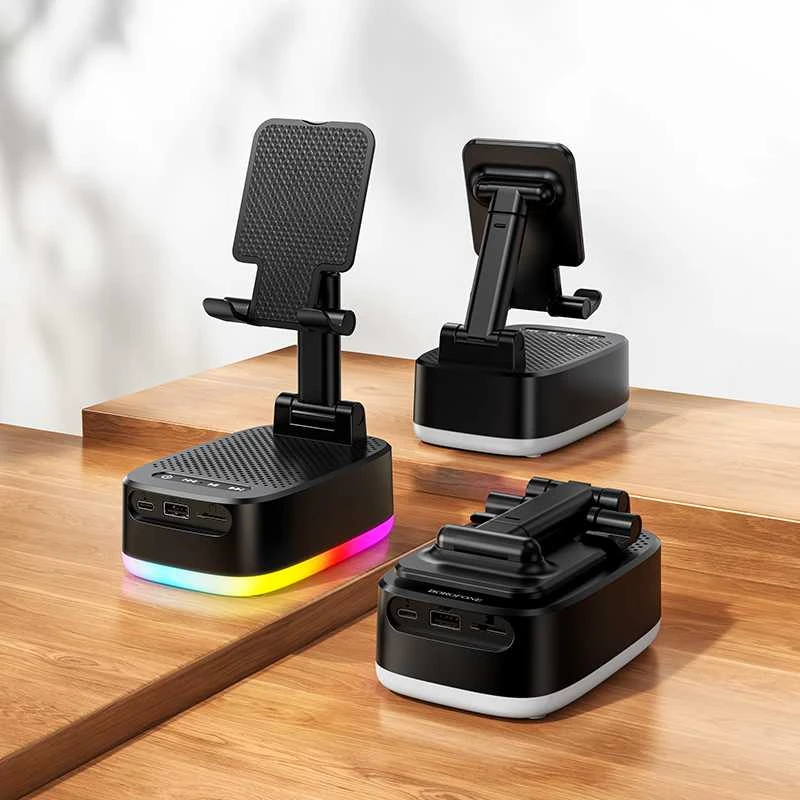 Borofone Nešiojama kolonėlė Bluetooth BR200 Marea 3 in 1 with holder and 1500mAh power bank juodas