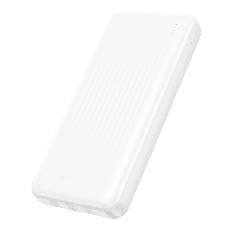 „Borofone“ išorinė baterija 10000mAh BJ79 „Clever“ – USB – su C tipo ir „Lightning“ laidais, baltos spalvos