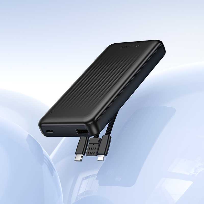 Oem Borofone Power Bank 10000mAh BJ79 Clever - USB - su Type C ir Lightning kabeliais juodos spalvos