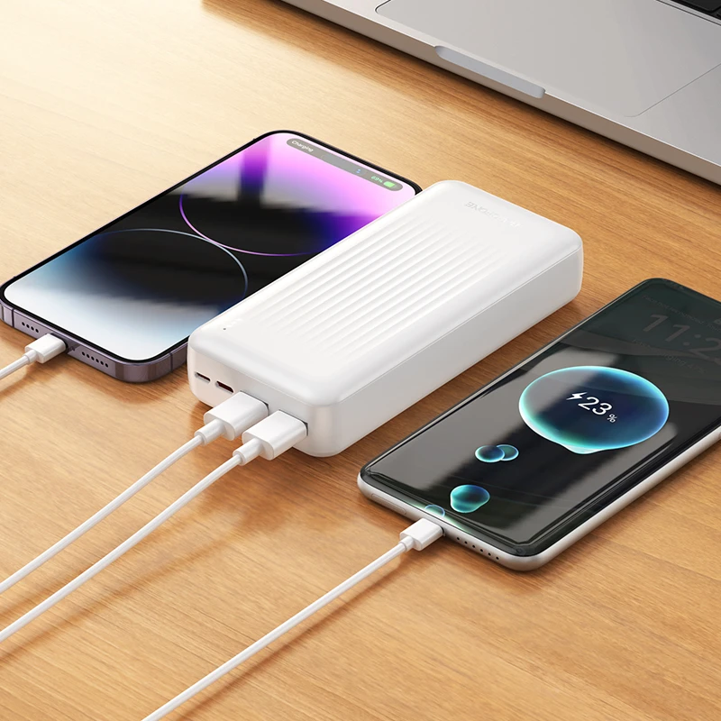 Borofone Power Bank 20000mAh BJ78A Clever – 2xUSB – baltos spalvos