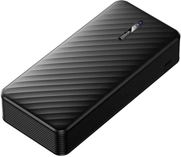 „Borofone“ išorinė baterija 20000mAh BJ84A Smooth – USB – su USB, C tipo, „Lightning“ ir „Micro USB“ laidais, juodos spalvos