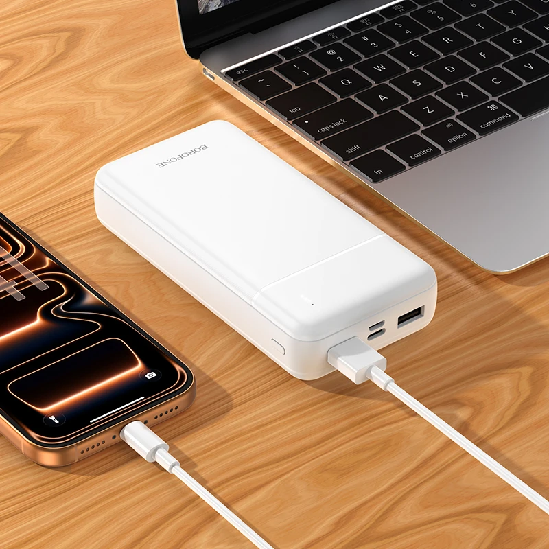 Borofone Power Bank 20000mAh BJ88A Clever – 2xUSB – baltos spalvos